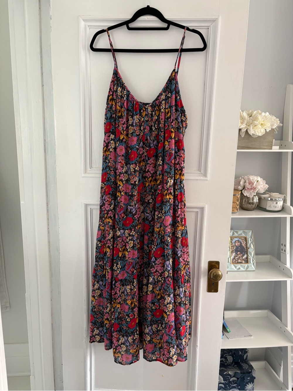 Spell Floral Midi Dress in Red, Pink, Blue